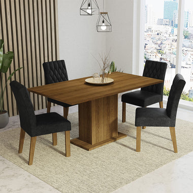 Conjunto de Comedor 4 Sillas Marrón/Oxford Cindy Madesa