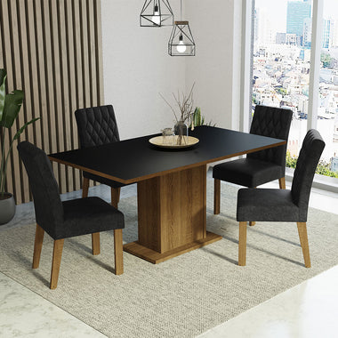 Conjunto de Comedor 4 Sillas Marrón/Negro/Oxford Cindy Madesa