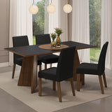 Juego de Comedor Encimera de Madera 4 Sillas Marrón/Negro/Oxford April