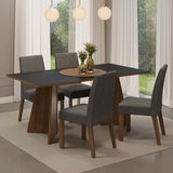 Juego de Comedor Encimera de Madera 4 Sillas Marrón/Negro/Silver April