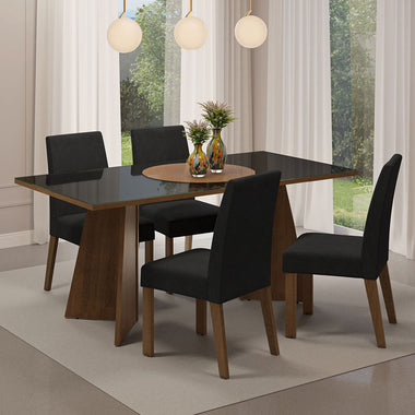Conjunto de Comedor con Encimera Vidrio 4 Sillas Marrón/Negro/Oxford Taylor Madesa