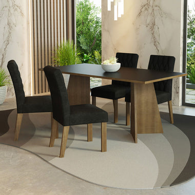 Conjunto de Comedor 4 Sillas Marrón/Negro/Oxford Ruby Madesa