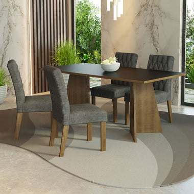Conjunto de Comedor 4 Sillas Marrón/Negro/Silver Ruby Madesa