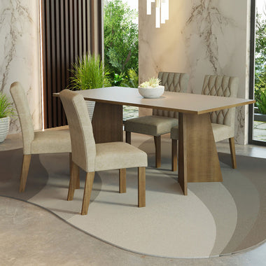 Conjunto de Comedor 4 Sillas Marrón/Crema/Imperial Ruby Madesa