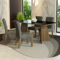 Conjunto de Comedor con Encimera Vidrio 4 Sillas Marrón/Negro/Silver Harper Madesa