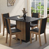 Juego de Comedor Mesa con Encimera de Vidrio 4 Sillas Negro/Marrón Martina