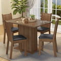 Conjunto de Comedor con Encimera Vidrio 4 Sillas Marrón/Negro Camelia Madesa