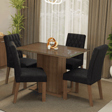 Juego de Comedor Mesa con Encimera de Vidrio 4 Sillas Marrón/Oxford Reale