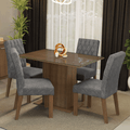 Conjunto de Comedor con Encimera Vidrio 4 Sillas Marrón/Silver Reale Madesa