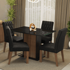 Conjunto de Comedor con Encimera Vidrio 4 Sillas Marrón/Negro/Oxford Reale Madesa