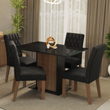 Juego de Comedor Mesa con Encimera de Vidrio 4 Sillas Marrón/Negro/Oxford Reale