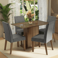 Conjunto de Comedor con Encimera Vidrio 4 Sillas Marrón/Silver Zion Madesa