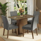 Conjunto de Comedor con Encimera Vidrio 4 Sillas Marrón/Silver Zion Madesa