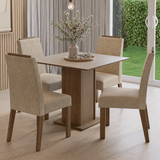Juego de Comedor Encimera de Madera 4 Sillas Marrón/Crema/Imperial Aspen Madesa