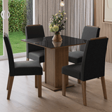 Juego de Comedor Encimera de Vidrio 4 Sillas Marrón/Negro/Oxford Sines Madesa