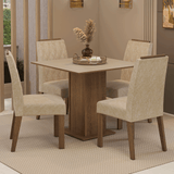 Juego de Comedor Encimera de Madera 4 Sillas Marrón/Crema/Imperial Cannes Madesa
