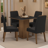 Juego de Comedor Encimera de Madera 4 Sillas Marrón/Negro/Oxford Cannes Madesa