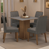 Juego de Comedor Encimera de Madera 4 Sillas Marrón/Gris/Silver Cannes Madesa