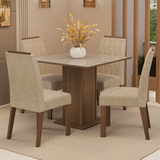 Juego de Comedor Encimera de Vidrio 4 Sillas Marrón/Crema/Imperial Capri Madesa