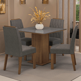 Juego de Comedor Encimera de Vidrio 4 Sillas Marrón/Gris/Silver Capri Madesa