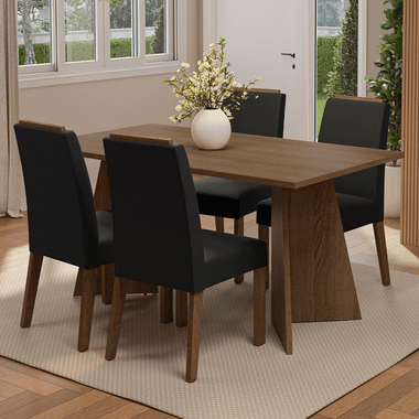 Conjunto de Comedor 4 Sillas Marrón/Oxford Évora Madesa