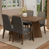 Juego de Comedor Encimera de Madera 4 Sillas Marrón/Silver Évora Madesa