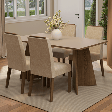 Conjunto de Comedor 4 Sillas Marrón/Crema/Imperial Évora Madesa