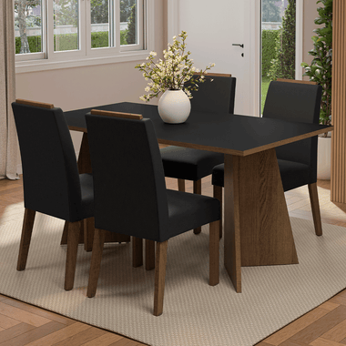Conjunto de Comedor 4 Sillas Marrón/Negro/Oxford Évora Madesa