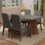 Juego de Comedor Encimera de Madera 4 Sillas Marrón/Gris/Silver Évora Madesa