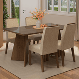 Conjunto de Comedor Encimera de Vidrio 4 Sillas Marrón/Imperial Braga Madesa