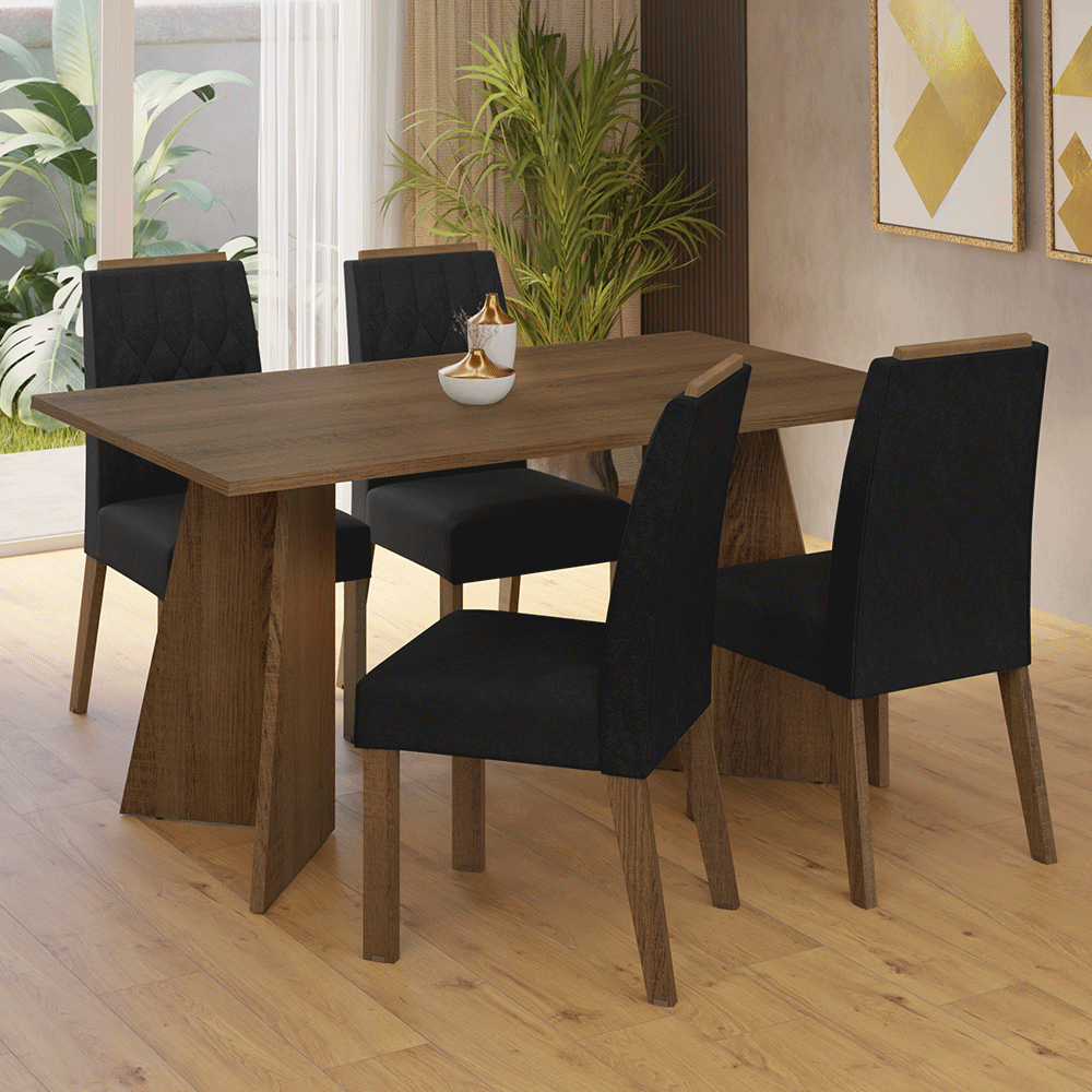 Juego de Comedor Encimera de Madera 4 Sillas Marrón/Oxford Tulum Madesa