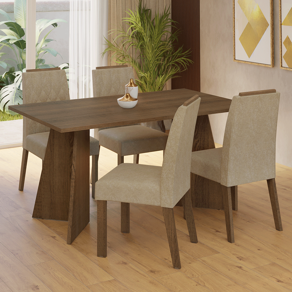 Juego de Comedor Encimera de Madera 4 Sillas Marrón/Imperial Tulum Madesa
