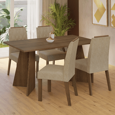 Conjunto de Comedor 4 Sillas Marrón/Imperial Tulum Madesa