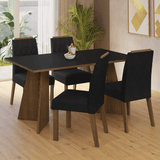Juego de Comedor Encimera de Madera 4 Sillas Marrón/Negro/Oxford Tulum Madesa
