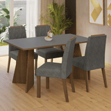 Juego de Comedor Encimera de Madera 4 Sillas Marrón/Gris/Silver Tulum Madesa