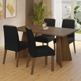 Conjunto de Comedor Mesa Encimera de Vidrio 4 Sillas Marrón/Oxford Porto Madesa
