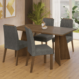 Conjunto de Comedor Mesa Encimera de Vidrio 4 Sillas Marrón/Silver Porto Madesa