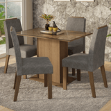 Conjunto de Comedor Encimera de Vidrio 4 Sillas Marrón/Silver Jasmin Madesa
