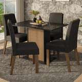 Conjunto de Comedor Encimera de Vidrio 4 Sillas Marrón/Negro/Oxford Jasmin Madesa