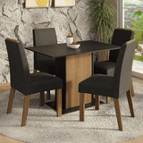 Conjunto de Comedor Encimera de Madera 4 Sillas Marrón/Negro/Oxford Acácia Madesa