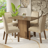 Conjunto de Comedor Encimera de Vidrio 4 Sillas Marrón/Imperial Pitanga Madesa