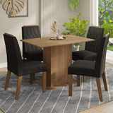 Conjunto de Comedor Encimera de Madera 4 Sillas Marrón/Oxford Romã Madesa