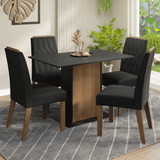 Conjunto de Comedor Encimera de Madera 4 Sillas Marrón/Negro/Oxford Romã Madesa