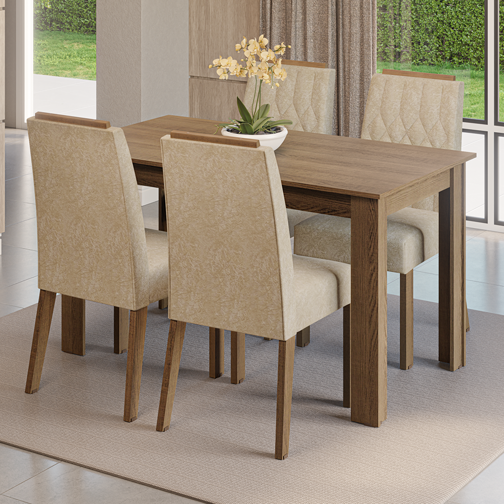Conjunto de Comedor Encimera de Madera 4 Sillas Marrón/Imperial Hera Madesa