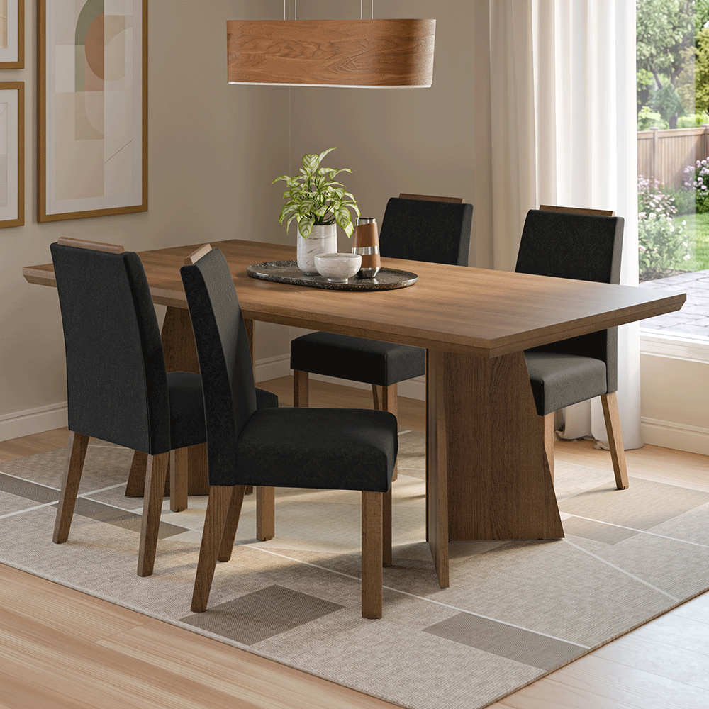 Conjunto de Comedor 4 Sillas /Oxford Arles Marrón Madesa