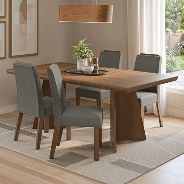 Conjunto de Comedor 4 Sillas Marrón/Silver Arles Madesa