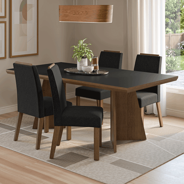 Conjunto de Comedor 4 Sillas Marrón/Negro/Oxford Arles Madesa