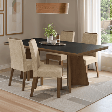 Conjunto de Comedor 4 Sillas Marrón/Negro/Imperial Arles Madesa