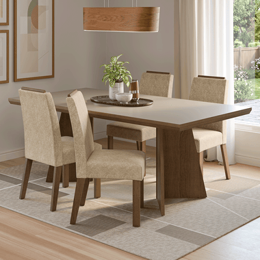 Conjunto de Comedor 4 Sillas Marrón/Crema/Imperial Arles Madesa