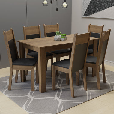 Conjunto de Comedor 6 Sillas Marrón/Negro Medellin Madesa